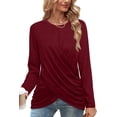 thumbnail image 3 of Tops tipo túnica para mujer, tops cruzados de manga larga para polainas, rojo [L], 3 of 5