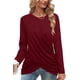 thumbnail image 3 of Tops tipo túnica para mujer, tops cruzados de manga larga para polainas, rojo [L], 3 of 5
