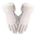 thumbnail image 6 of BadPiggies Women's Winter Gloves Sensitive Touch Screen Cold Weather Windproof Thermal Warm Fleece Lined PU Leather Glove - White, 6 of 8
