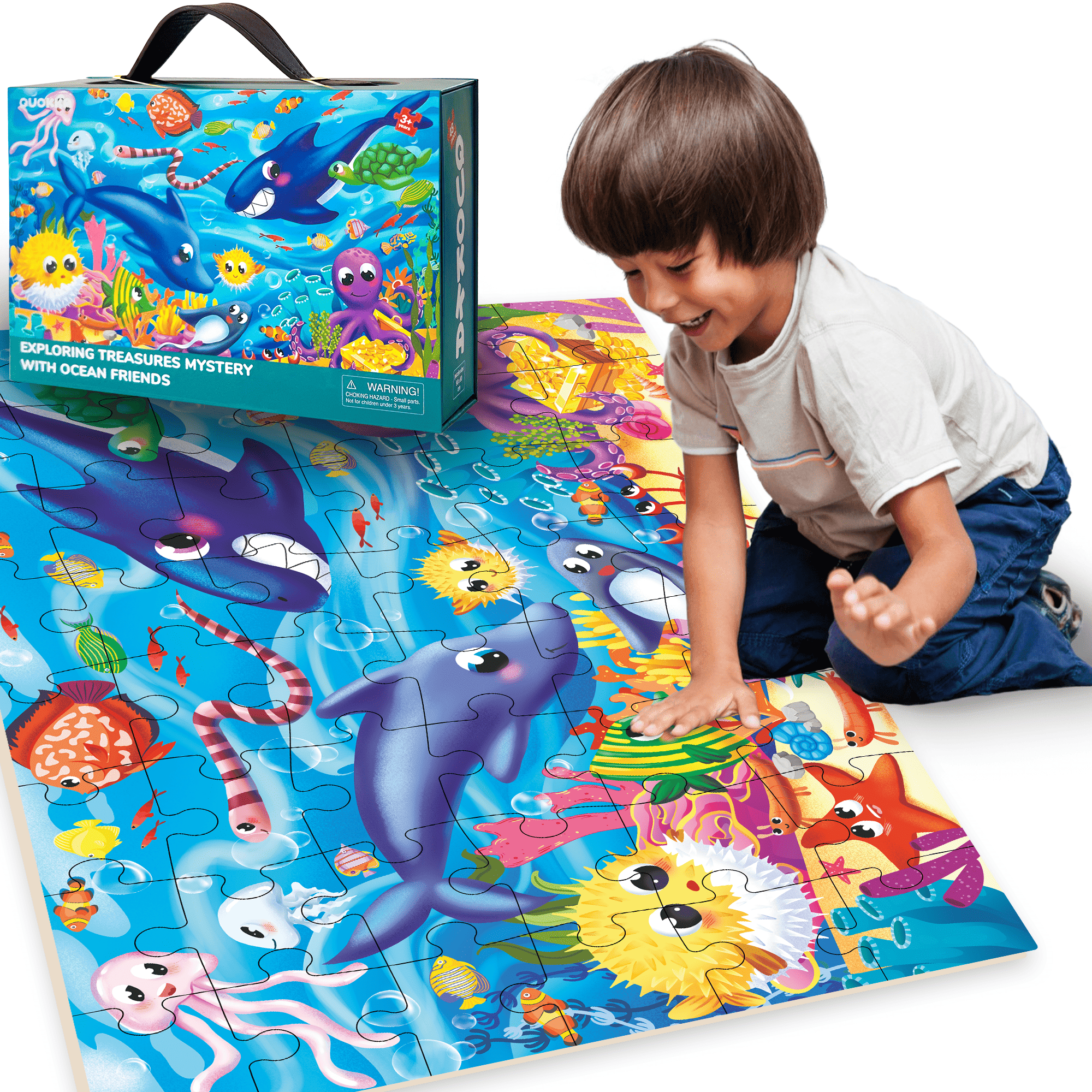 Giant Floor Puzzles for Kids - Ages 4-6 - Ocean 2x3 Feet 48 Piece Puzzles for Toddlers 3-5 by QUOKKA