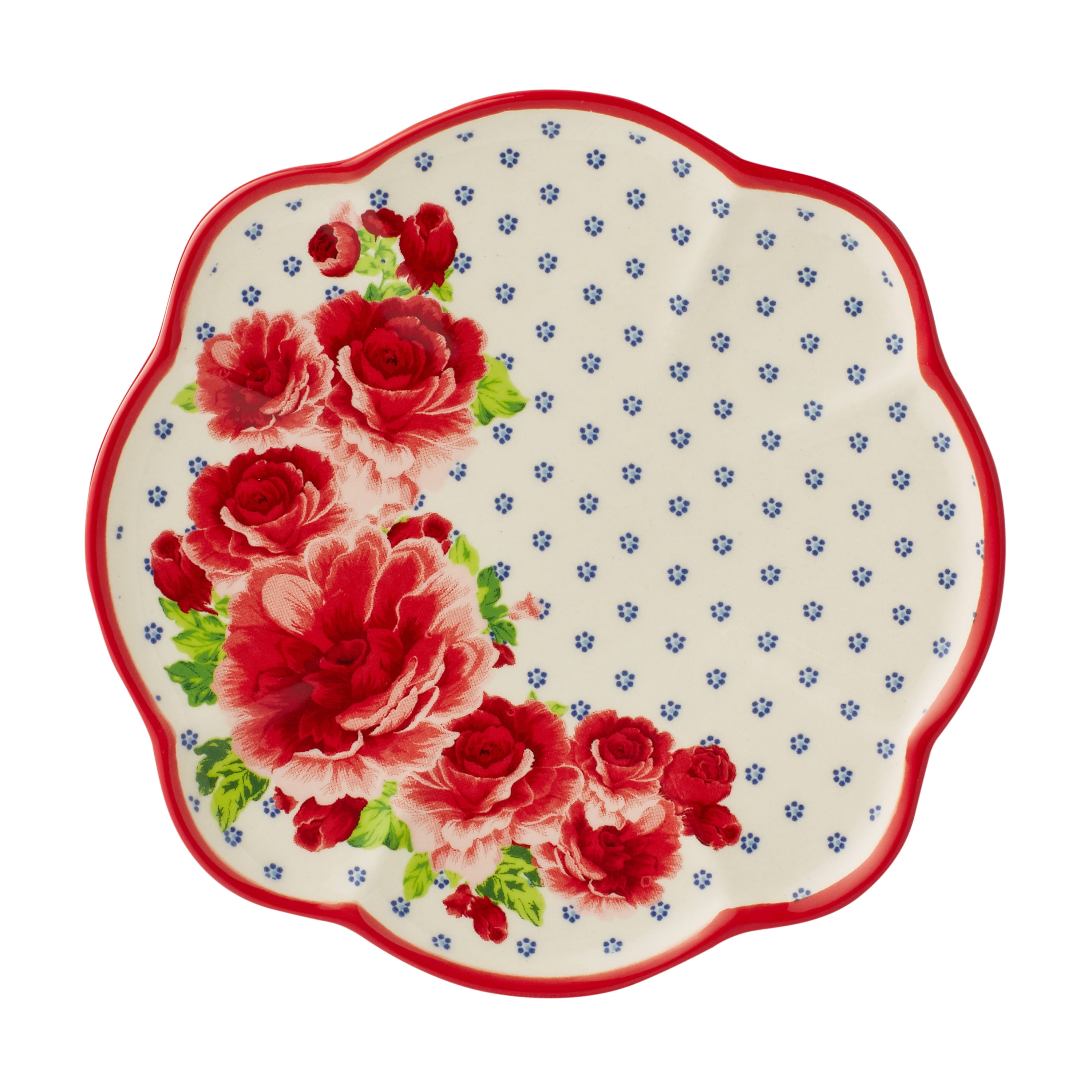 The Pioneer Woman Floral Medley Mug Rack w/Appetizer Plates and Mugs, 9-Piece Set