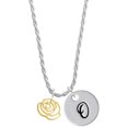 thumbnail image 1 of Delight Jewelry Goldtone Small Rose Outline Silvertone Script Initial Disc - O - Charm Necklace, 20"+3", 1 of 4
