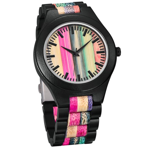 Reloj Dentily de Madera Analógico con Cuarzo y Esfera Colorida de 4.5 cm