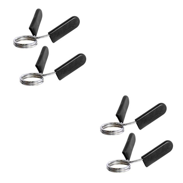 Transemion 2 Pcs Pinces à Ressort pour Barre d'Haltères Entraînement Musculation entraînement Physique Libération Barre de Poids Verrous Clips Noir Argent 24mm 2ensemble