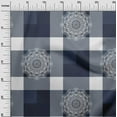 thumbnail image 3 of oneOone Cotton Poplin Twill Dusty Blue Fabric Asian Block With Check Craft Projects Decor Fabric Printed By The Yard 56 Inch Wide, 3 of 4