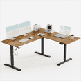 thumbnail image 2 of Furmax L-shaped Standing 63” W Electric Height Adjustable Computer Desk Sit-Stand Corner Desk for Home Office Lifting Range 28~46in with Memory Preset Controller, Brown, 2 of 7