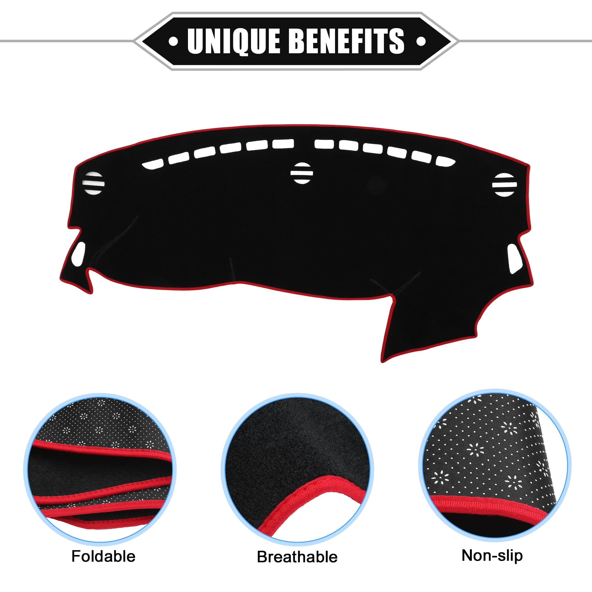 Unique Bargains Nonslip Protector Dashboard Cover for Dodge Dart 2013-2016 Red