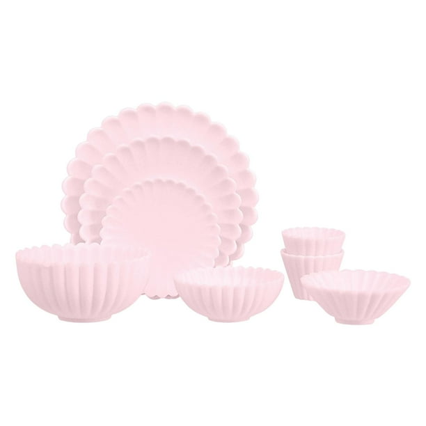 Accesorios en miniatura Sunnimix 1 6 Escala Vajilla Comida Rosado plato de cocina de casa de muñecas