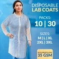 thumbnail image 2 of White Disposable Lab Coats, Splash-Proof Polypropylene, 10 Count, Medium, 2 of 9