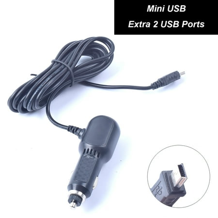 12V/24V Car Auto Cigarette Lighter Charger Mini USB with Extra Dual Female USB 3-Way USB Charger Universal for iPhone iPad Samsung Dash Cam Huawei HTC Android DVR GPS Tablet Edog Air