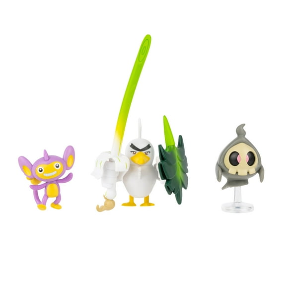 Paquet de 3 figurines de combat Pokémon 2" - Skelénox avec support, Capumain et Palarticho