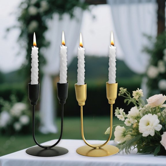 AYktou Hand-Held Ring Iron Candle Holders, Vintage Metal Candlestick Ambiance Dining Candle Cup Luxurious Candle Stand Ornaments for Anniversary Candlelit Dinner Wedding Christmas Table Decor