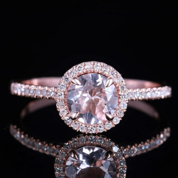 Limited Time Sale 1.50 carat Morganite and Diamond Engagement Ring in 10k Rose Gold for Women