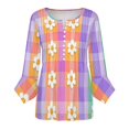 DNAGSB Rainbow Gingham Flowers27 Women's Long Sleeve Henley Tshirt