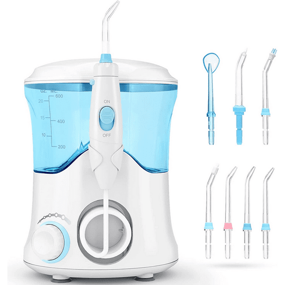 Homgeek Water Flosser for Braces Teeth Cleaner Dental Water Teeth 10 Adjustable Pressure with 7 Multifunctional Tips White