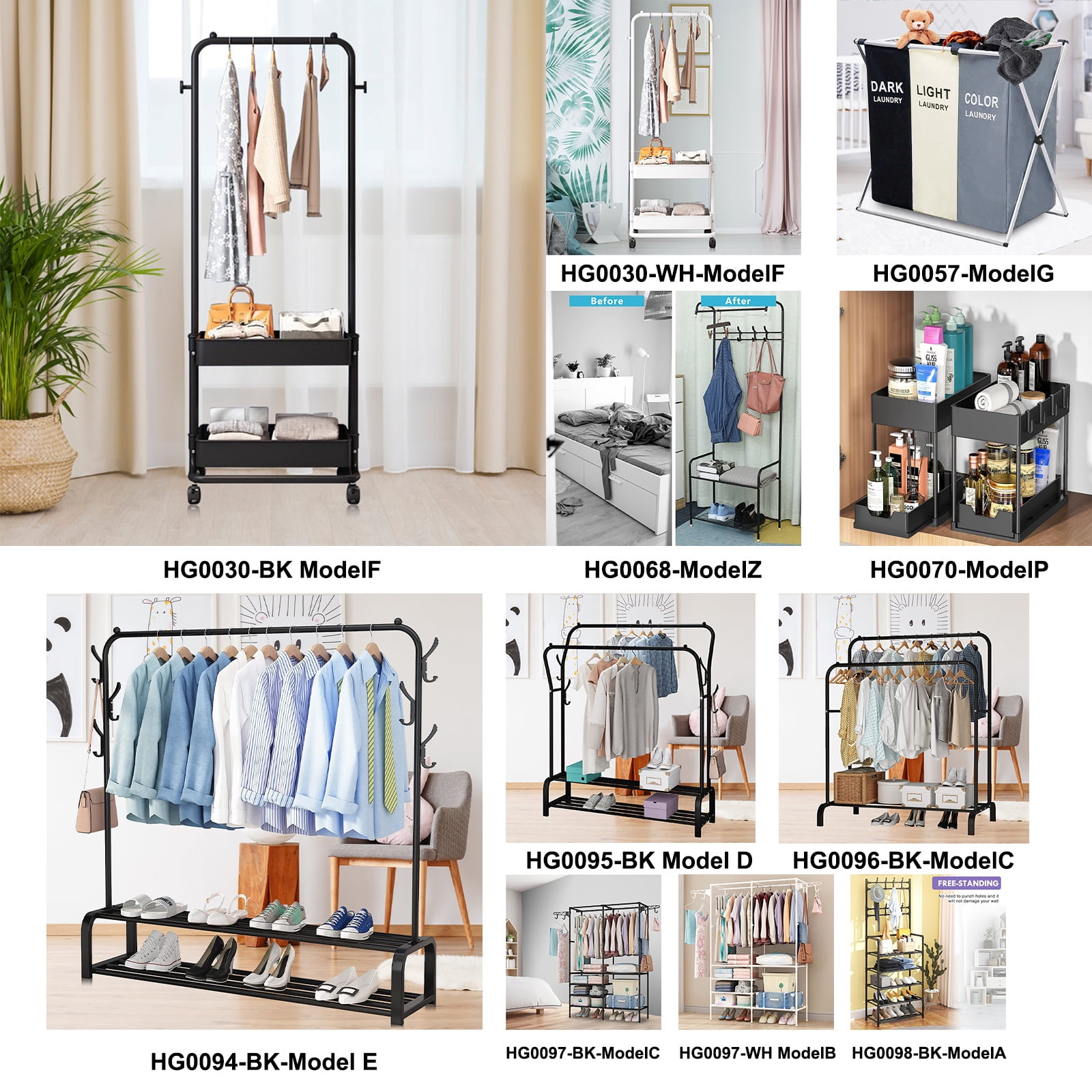 Clothes Rack,Double Rail Garment Rack,Clothes Hanging Rack Heavy Duty ...