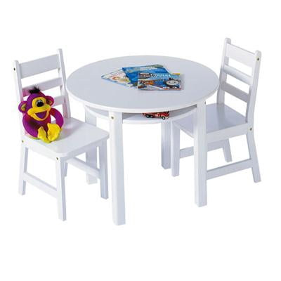 Lipper International 524W Child's Round Table and 2-Chair Set, White