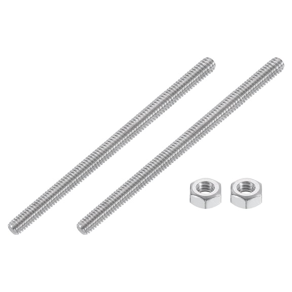 1/4"-20 Fully Threaded Rod, 2Pcs 304 Stainless Steel 4.3" Long Threaded Screw