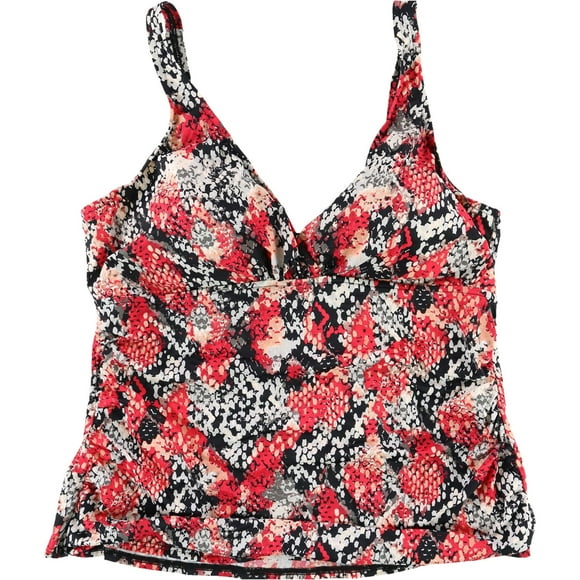 I.N.C Womens Abstract Tankini Swim Top, Red, 20