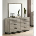 thumbnail image 5 of Roundhill Furniture Alvear Upholstered Wood Panel Bed, Dresser, Mirror, and Nightstand, Weathered Gray, Queen, 5 of 14