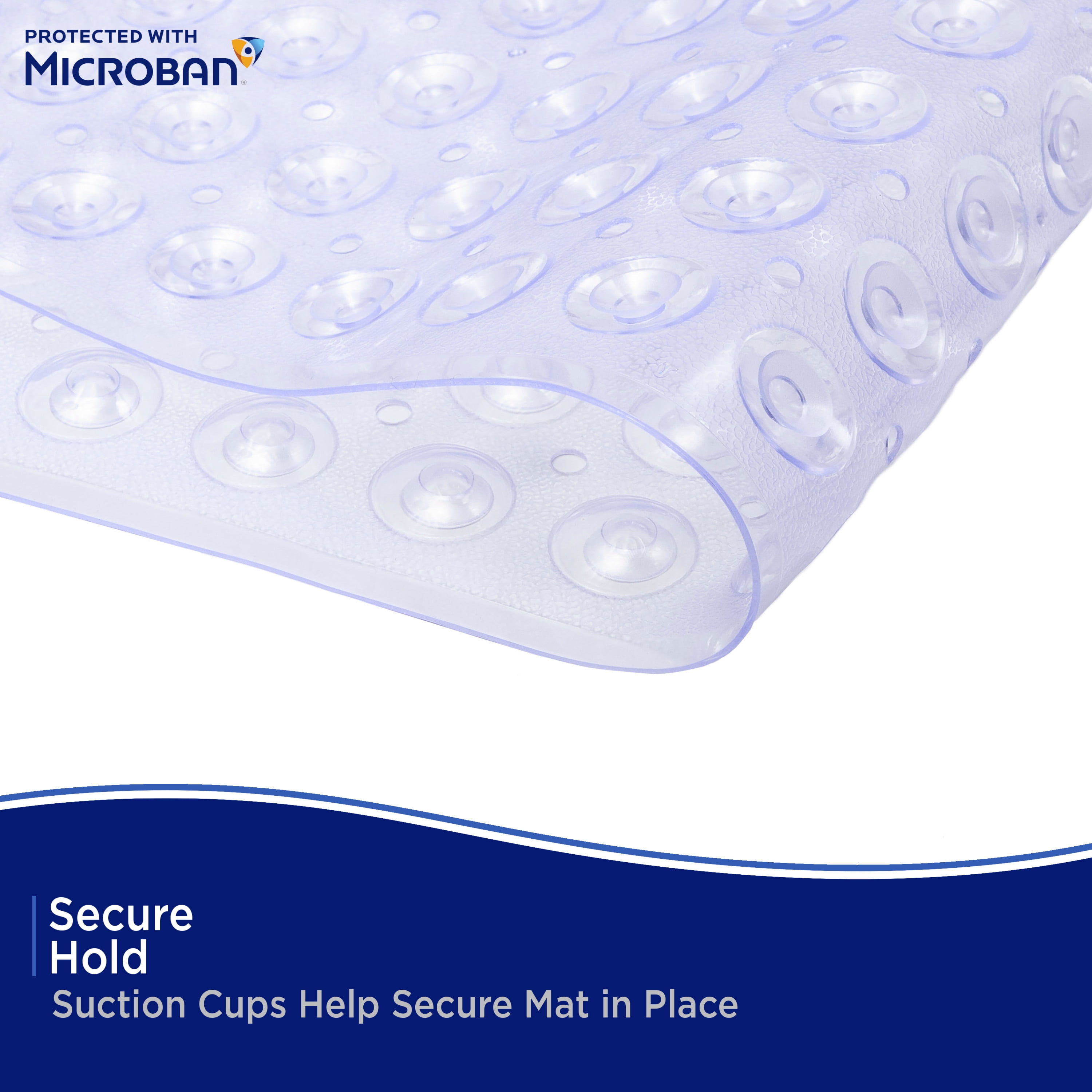 Kenney Microban Protected Bubble Bath Mat, 26.75" L x 14.5" W, Clear