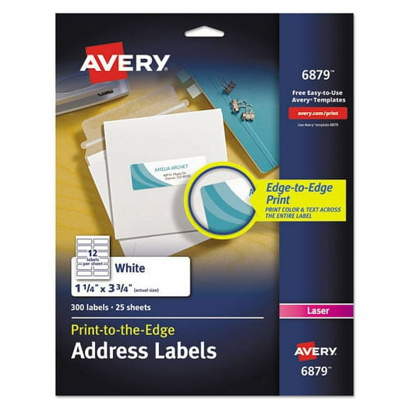 Vibrant Laser Color-Print Labels W/ Sure Feed, 1 1/4 X 3 3/4, White, 300/pack | Bundle of 2 Packs