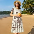thumbnail image 4 of Goofa Cowboys Riding Horses Pattern Women Summer Short Sleeve Midi Dress with Pockets Casual Aline Flowy Tshirt Dress Vocation Beach Sundress, 4 of 6