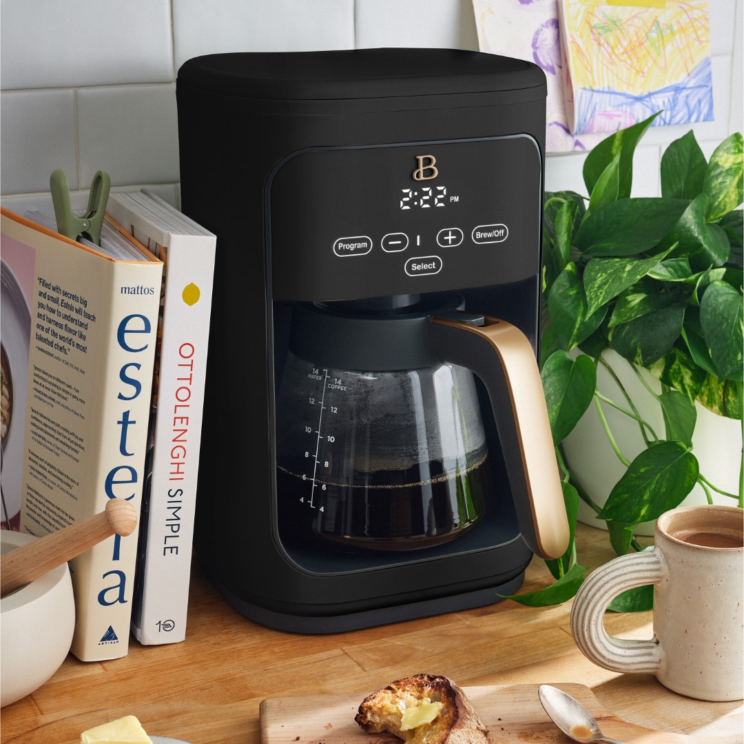 Beautiful 14-Cup Programmable Drip Coffee Maker with Touch-Activated Display, Black Sesame by Drew Barrymore - image 3 of 10