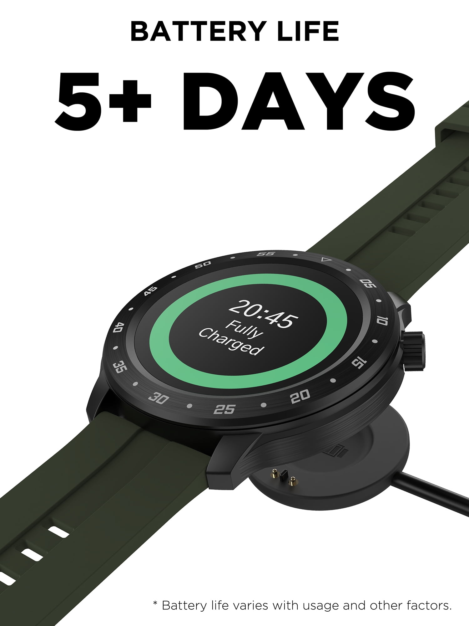iTech Bold 3 Unisex Adult Smart Watch, Dark Green, Silicone Strap