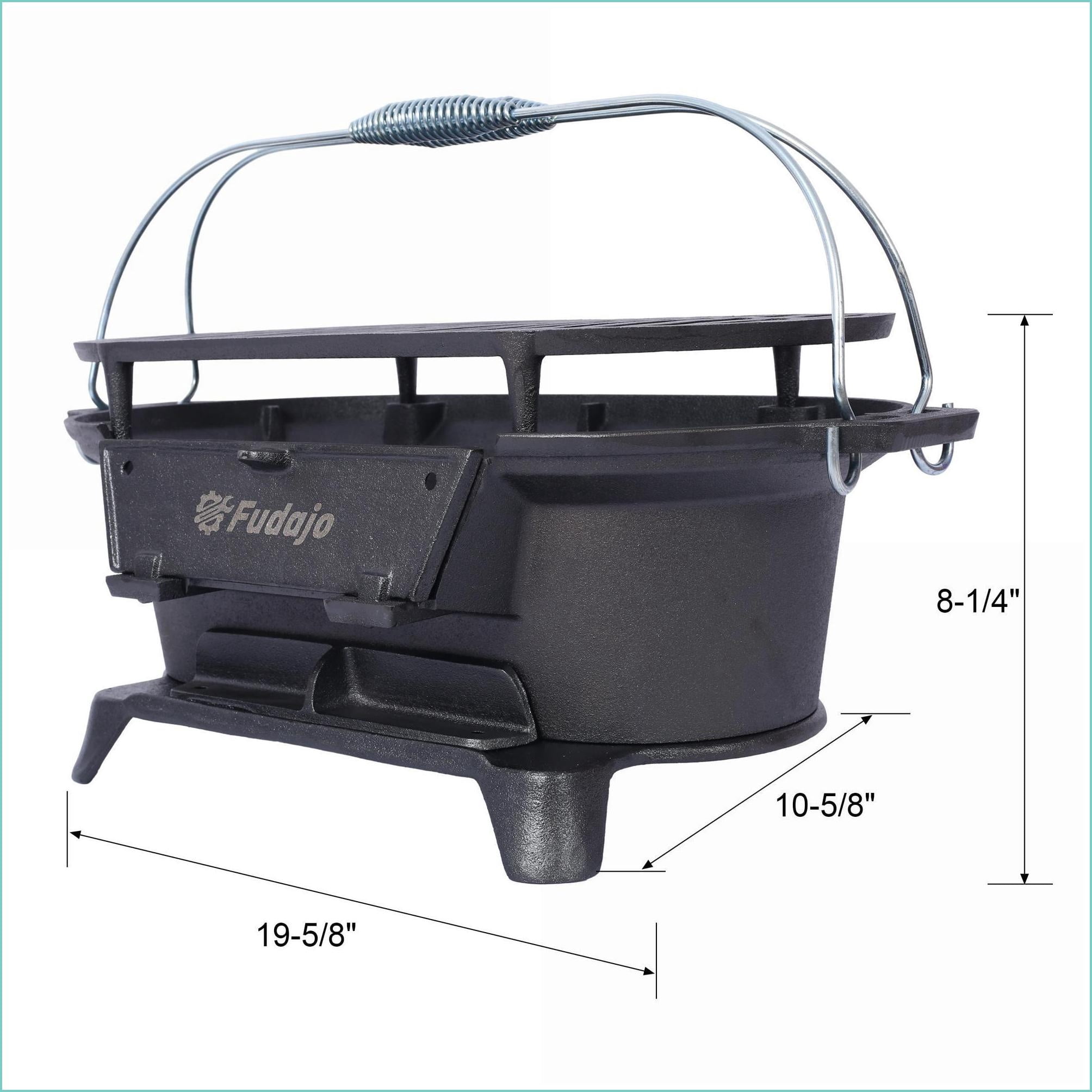 GrillSmokers | Portable Oval Enameled Tabletop Charcoal Grill, For Camping Tailgating Picnics | Black | Cast Iron