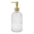 thumbnail image 1 of Dispensador de Jabón Vertical de Rayas Conveniente 1 Pc 13.53oz Transparente Tono Dorado, 1 of 6