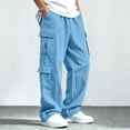 thumbnail image 2 of RQYYD Boys Cargo Pants Loose Fit Elastic Waist Multi Pockets Straight Leg for Big Kids, 2 of 7