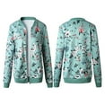 thumbnail image 5 of IROINNID Women's Short Zip Up Jacket Round Neckline Print Long Sleeve Ladies Casual Retro Floral Outwear, Green, 5 of 6