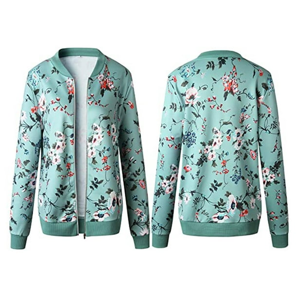 Flower Print Jacket for Womens Lightweight Zipper Coats Retro Bomber Jacket Chinese Style Outwear Loose Tops Sudadera de invierno para 2022 Winter Tops Blouse for Women Casual Coat - Walmart.com