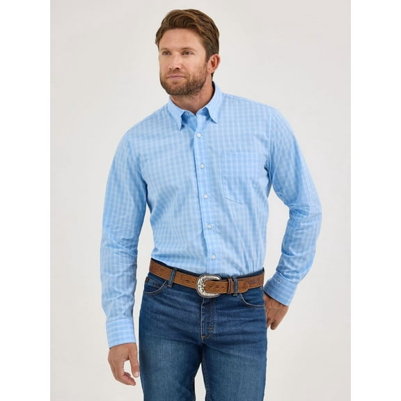 Wrangler Cody Johnson French Blue Plaid - Mens Shirt - 112369517