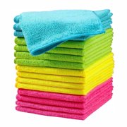 Multipurpose Microfiber Cleaning Towels for Kitchen Homes Cars and Windows Ultra-Absorbent Cleaning Cloths 12x12 inches (Assorted) Pack of 16