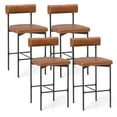 thumbnail image 1 of Costway 26" Upholstered Bar Stools Set of 4 with Padded Cushion & Backrest Footrest Brown, 1 of 9