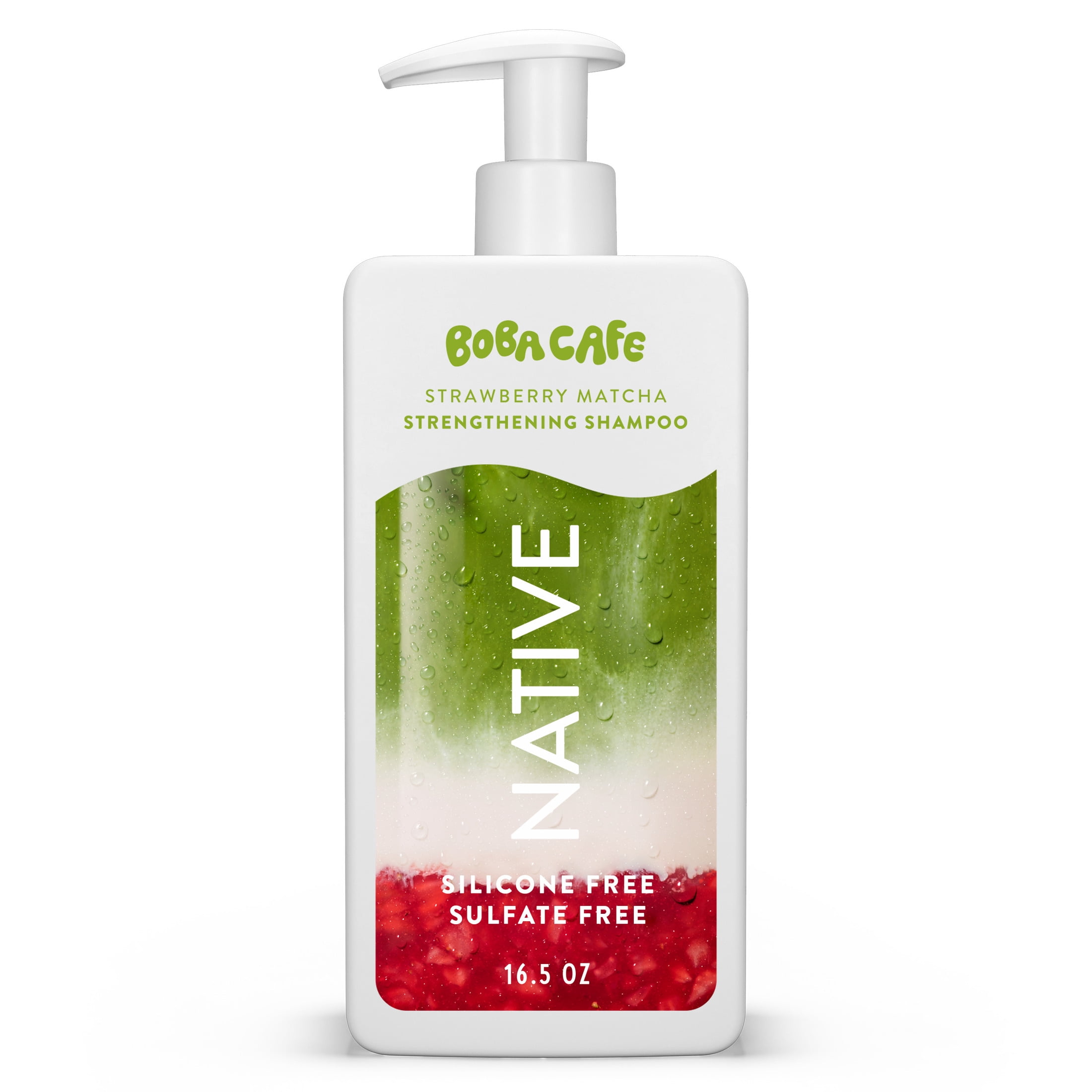 Native Strengthening Shampoo, Limited Edition Strawberry Matcha, Sulfate Free Shampoo for Women and Men, Boba Café, 16.5 fl oz