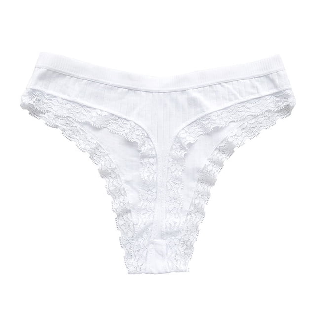 Zhuge Pack de 6 Calzoncillos Hipster Mujer,Algodón Transpirable con Detalles de Encaje, Braguitas Brasileñas Sexy y Cómodas para Todo Día,Estilo B,Talle M Blanco