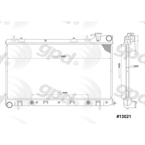 Global Parts Distributors 13021C Radiator Fits select: 2006-2008 SUBARU FORESTER