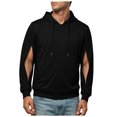 thumbnail image 3 of TSHXS Zip Up Hoodie for Men Long Sleeve Hooded Sweatshirt with Side Zipper Cutout Outerwear, 3 of 9