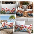 thumbnail image 5 of Red Blue Floral Outdoor Waterproof Pillow Covers, Independence Day Watercolor Wildflower Decorative Square Throw Pillowcase Sofa Cushion Sham for Patio/Couch/Chair, 24"x24" 2 Pack, 5 of 8