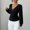 Black, variant on ClodeEU Women's V Neck Long Sleeve Blouses with Hand Sewn Pearls,Elegant Tops Glitter for Party Black,Womens Plus XXL