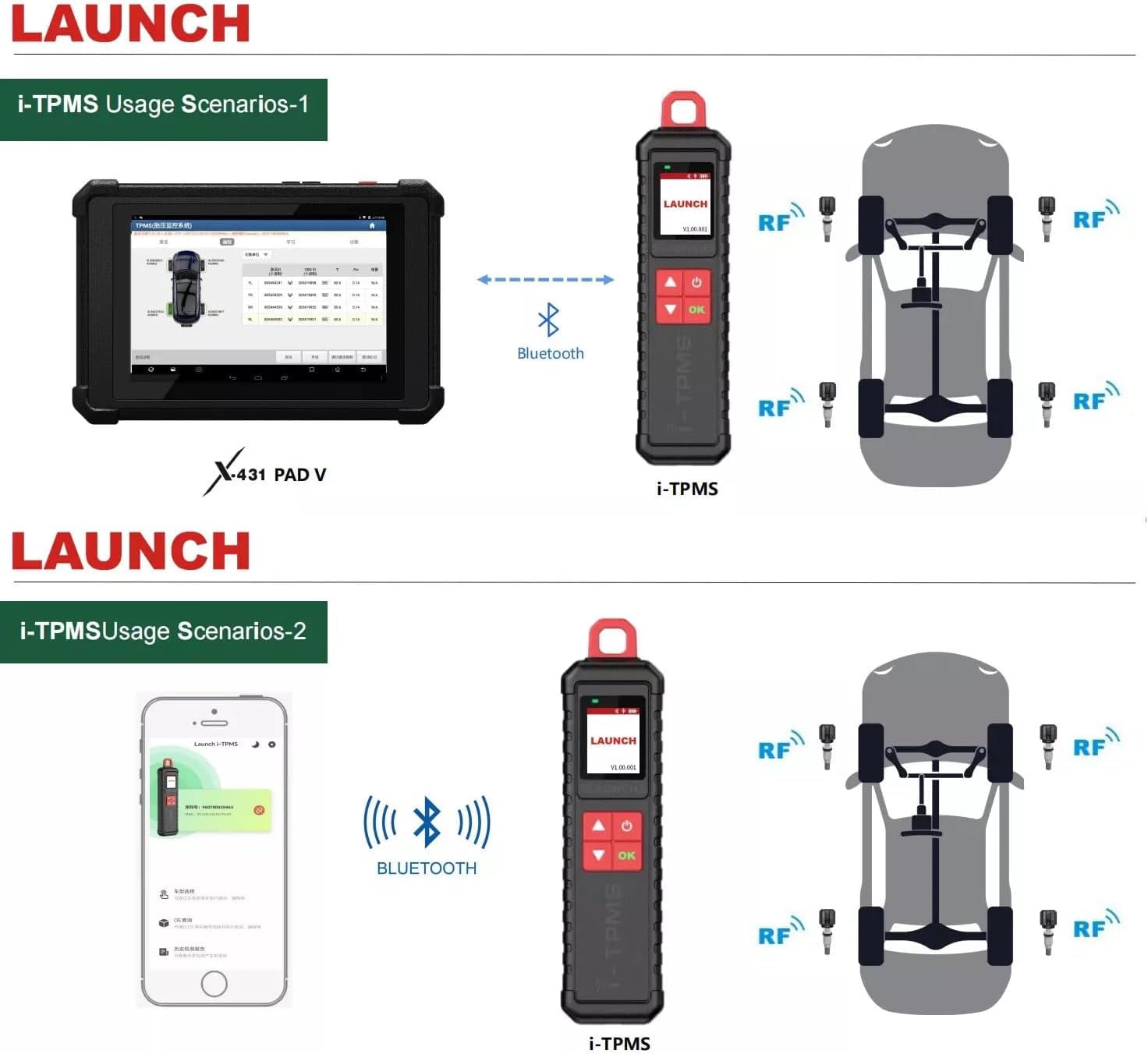 Launch i-TPMS Handheld TPMS Service Tool Can be Binded with X-431 Scanner