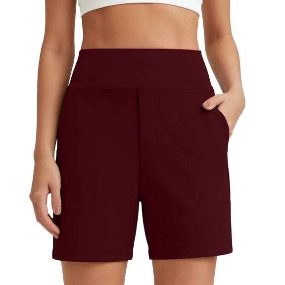 Kilaqueen Women's Bermuda Short High Waisted Stretchy Yoga Shorts Relaxed Fit Dressy Casual Workout Shorts with Pockets