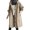Khaki L, variant on Women Windbreaker Hooded Button-down Loose Pure Color Coat Long Sleeves Knee Length with Pockets Tight Waist Windproof Lady Jacket