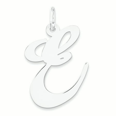 14k White Gold Initial Charm - 14K White Gold Large Fancy Script Initial E Charm Pendant MSRP $160