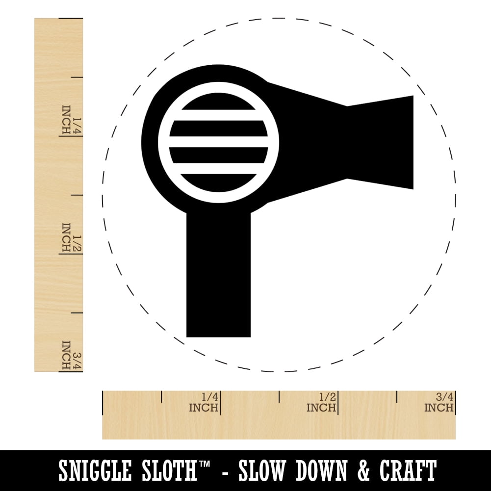 Hair Dryer Solid Self-Inking Rubber Stamp Ink Stamper - Brown Ink - Small 3/4 Inch