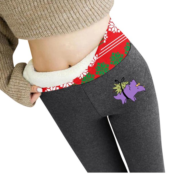 Gibobby Leggings de Navidad para mujer, informales, de Color sólido, elásticos, de cintura alta, térmicos, Capris, pantalones de entrenamiento, pantalones estampados (Gris, XL)