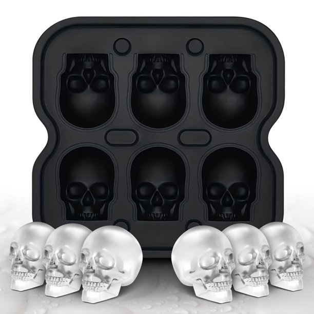 Molde for cubitos de hielo con forma de calavera, bandeja de hielo de silicona for Halloween for bebidas, molde de hielo divertido reutilizable for fiestas